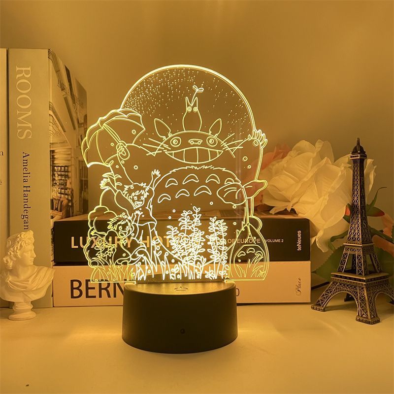 usb小夜灯宫崎骏龙猫打伞日漫二次元治愈可爱手办立牌氛围装饰灯