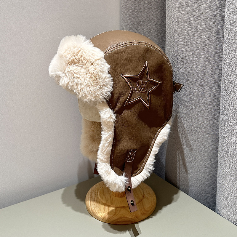 Sombrero de piel de pelúcia de aviador retro para niños y niñas, gorras de esquí de protección de oídos cálidas para niños y niñas