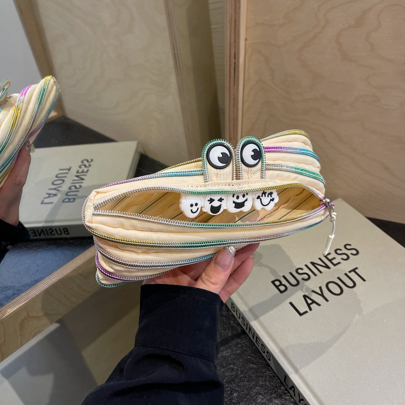 Creativo y divertido bolso con cremallera desmontable diseño de gran capacidad bolso de lápices moda lindo estilo ins comercio exterior