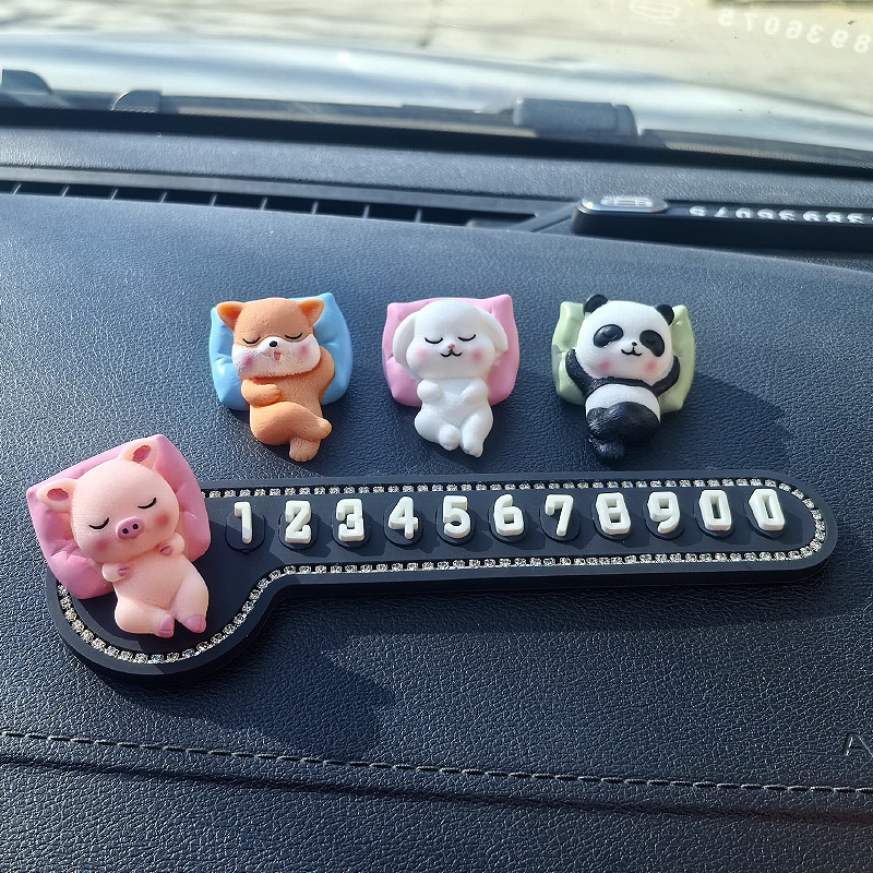 Tarjeta de estacionamiento temporal para automóvil, panda creativo, teléfono móvil, placa de número, automóvil, automóvil, suministros de estacionamiento, decoración del automóvil