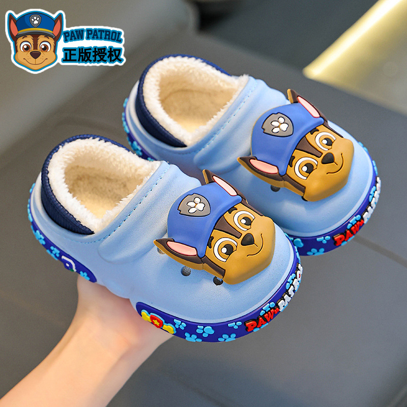 Zapatillas de algodón para niños de invierno para niños, niñas y niños, calentamiento de terciopelo impermeable, zapatos de talón de algodón para niños