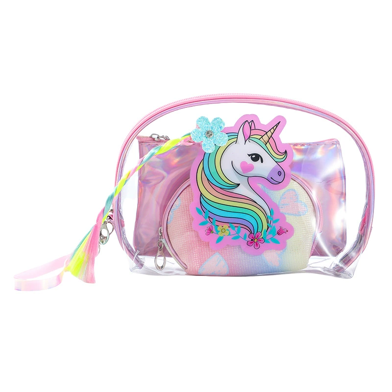 Cartoon transparent set PVC, capacious small clutch bag, waterproof bag, handheld cosmetic bag for traveling, 3 piece set