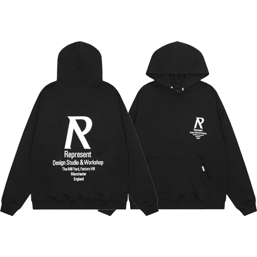 La marca de moda transfronteriza REPRESENT London Limited eslogan LOGO impresión hombres y mujeres sueltos suéter con capucha casual