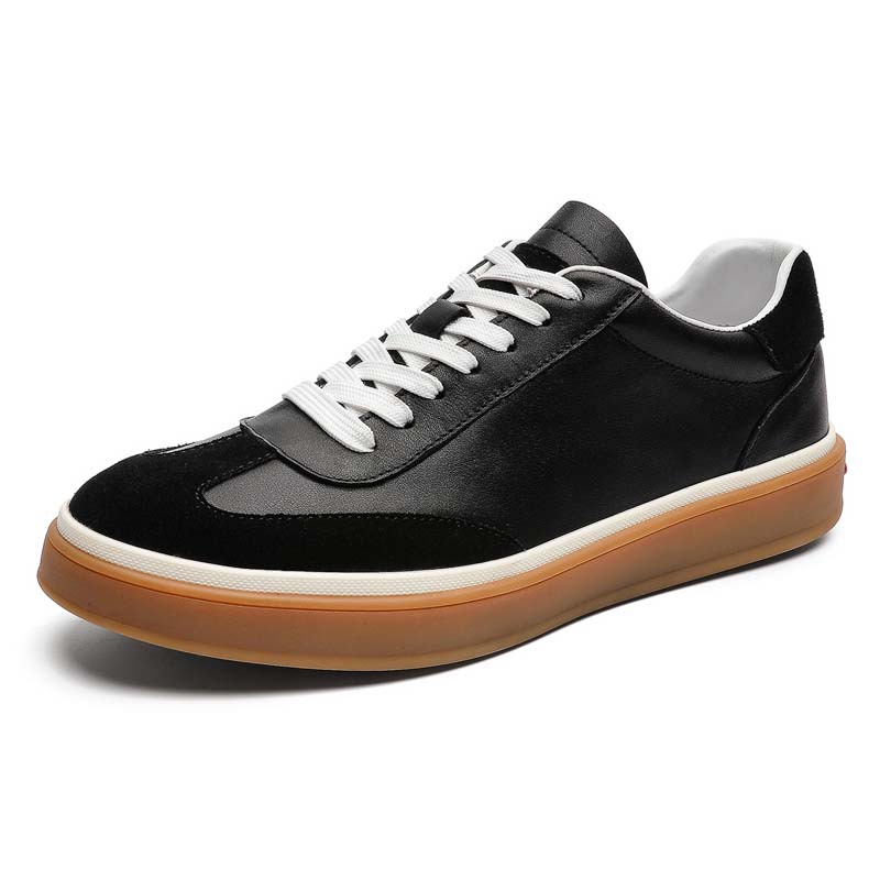 [Cuero de vaca de cabeza] cuero de moda versátil con suela suave de superficie suave de negocios deportivos casuales zapatos blancos cómodos