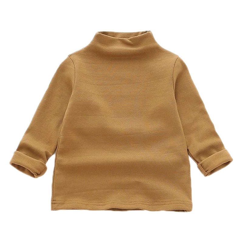 2024 primavera y otoño estilo coreano medio cuello alto camisa de fondo para niños Lycra Algodón Camiseta de manga larga para niñas