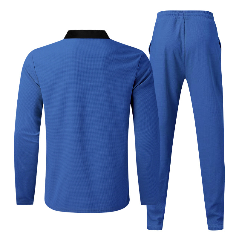 Herren Waffelstrick Zweiteiler Langarm Freizeit Set Für Herbst_voghion.com