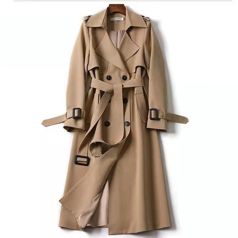 Women's Mid-Length Trench Coat 2026 Spring and Autumn New Korean Style Petite Trendy British Style Over-The-Knee Coat Over-The-Knee Jacket Women's Mid-Length Trench Coat 2026 Spring and Autumn New Korean Style Petite Trendy British Style Over-The-Knee Coat Over-The-Knee Jacket