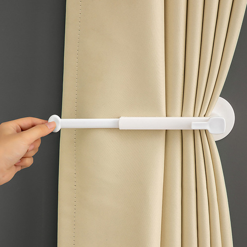Adjustable steering retractable curtain holder without punching shower curtain wall hook side hook door curtain drawstring storage buckle clip