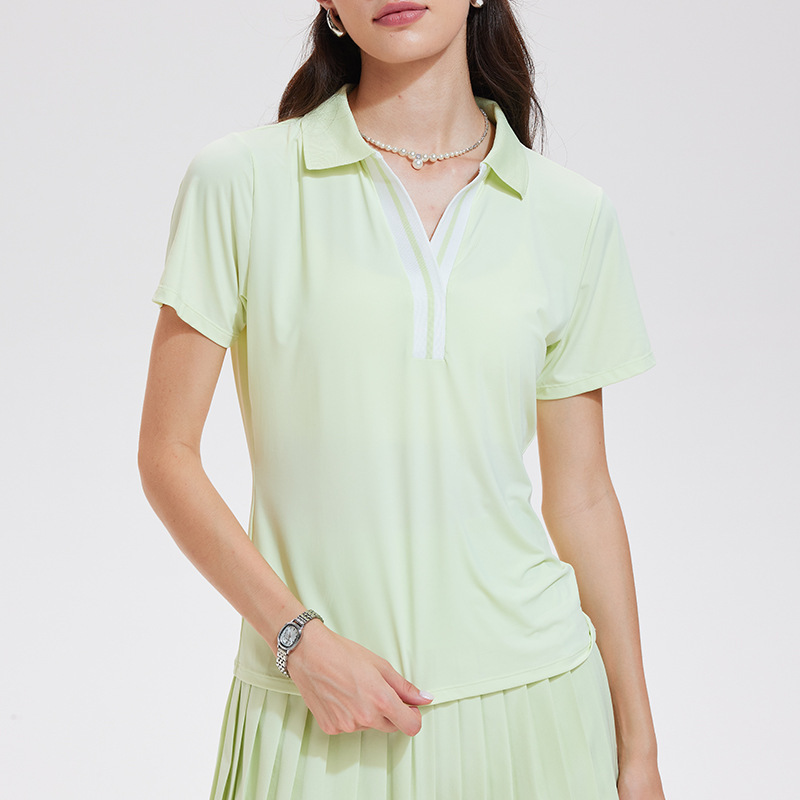 Caijue nuevo trajes deportivos transfronterizos para mujeres anti-corrido ocio camisa de polo de manga corta camisa de tenis de plumas para mujeres