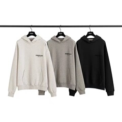 FOG ESSENTIALS第八季复线高街宽松情侣重榜卫衣背后植绒印花连帽