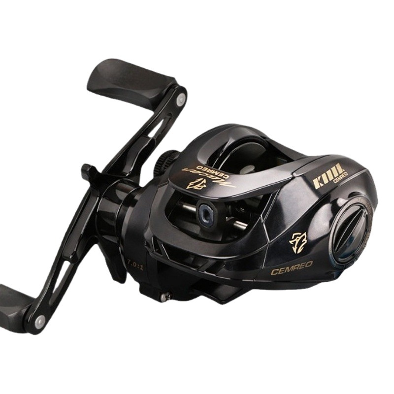 Comailemacan caída de agua rueda de metal de tiro largo línea anti-explosión micro-objeto de carretera rueda asiática magnética Universal negro balsa carrete de pesca