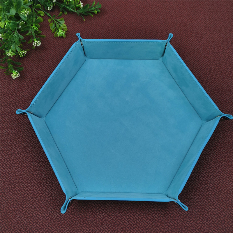 Fabricante en stock hexagonal cisne franela palillos bandeja plegable caja de almacenamiento bandeja de la pu caja de almacenamiento de escritorio