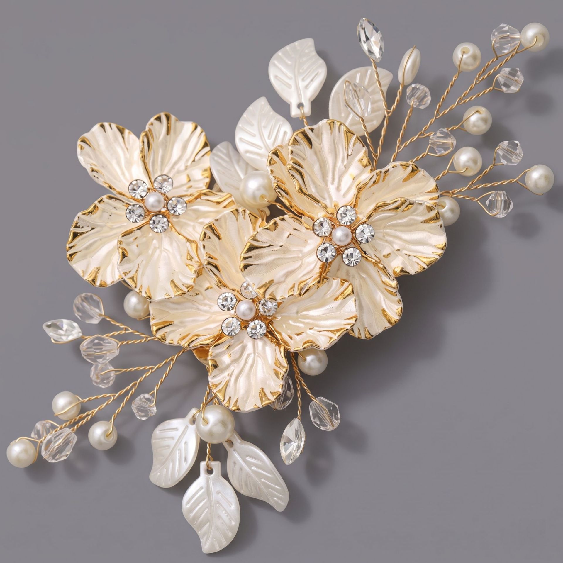 Golden universal hairgrip, flowered, J6982