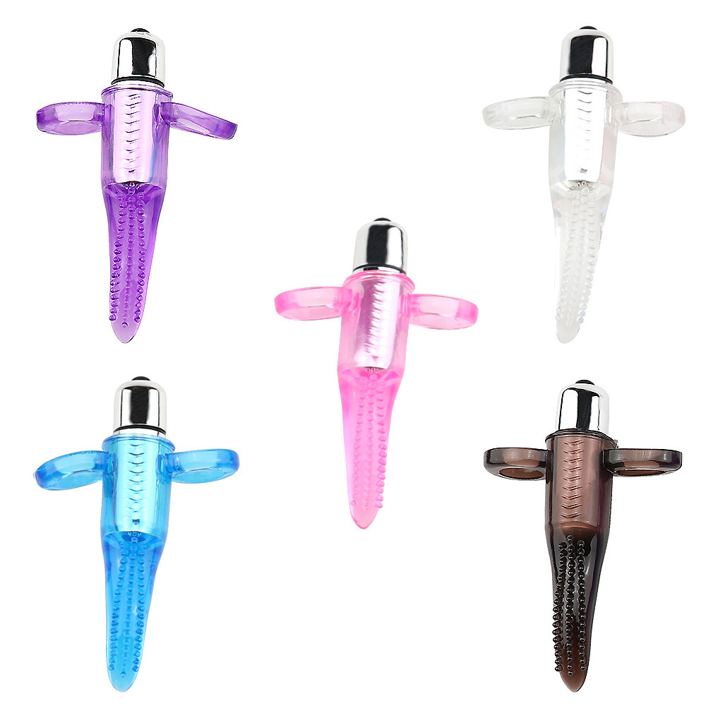 Finger G-Spot Vibrating Tongue Massager, Electric TPE Adult Toy, Pink Blue Purple — detail image 2