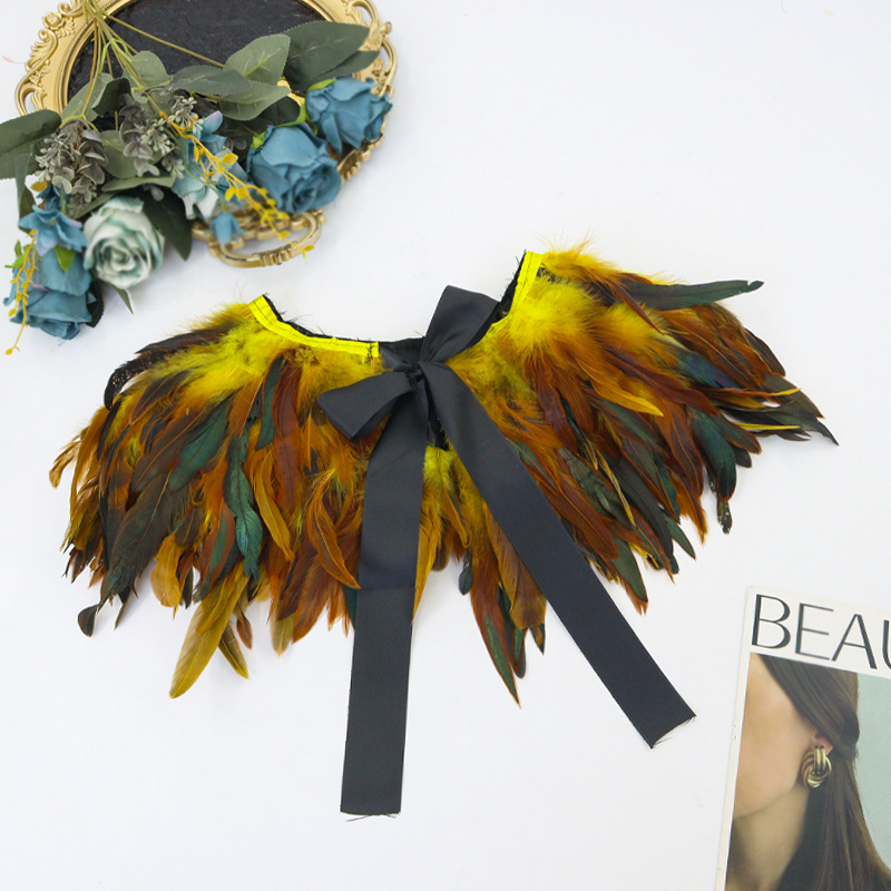 Ventas transfronterizas calientes de Halloween nuevos góticos plumas sopa oscuras espectáculo de baile vestido accesorios de desfile