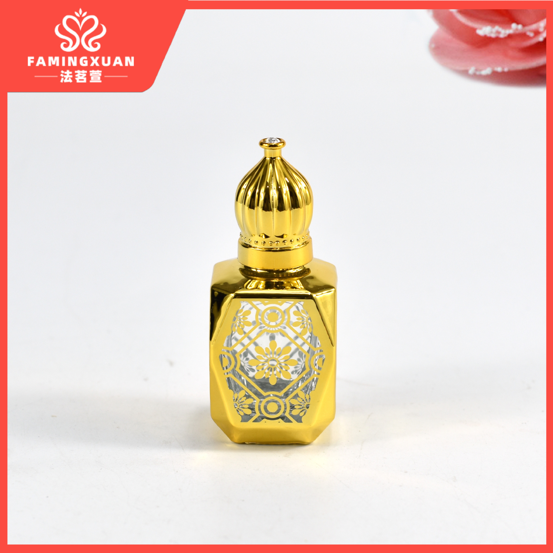 Botella de perfume de faimingxuan sub-embalaje botella vacía a granel perfume botella vacía 17ML dorado bola de cristal perfume botella vacía