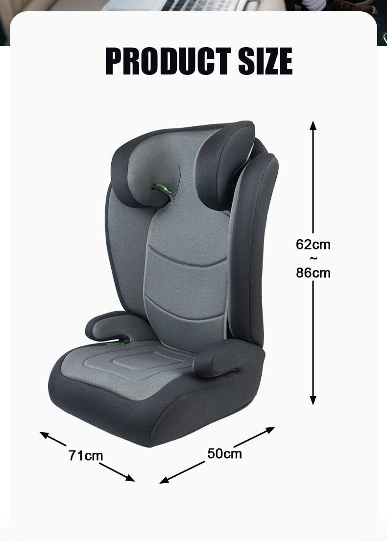 Child Safety Seat for Car Use with High Backrest Booster Cushion, Isize Certified, Suitable for 3-12 Years Old, 100-150cm Adjustable