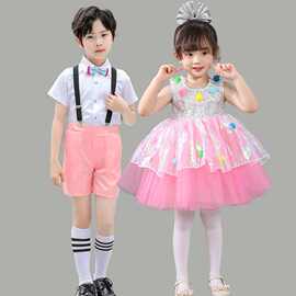六一儿童蓬蓬裙演出服幼儿园亮片纱裙女童可爱公主裙走秀表演服装