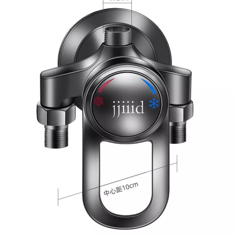 Gun gray copper open-mounted shower faucet hot and cold open tube shower set water heater mixing valve switch