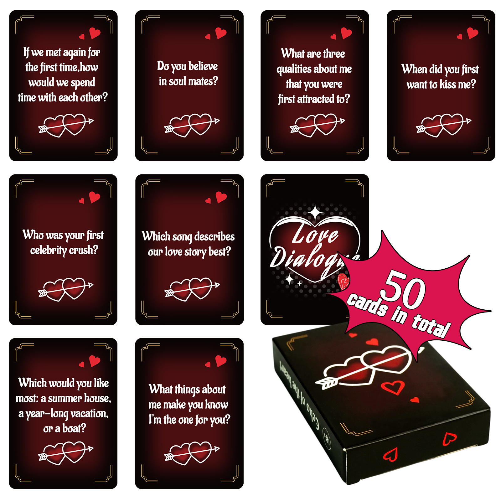 New 50 Couple Cards Creative Game Ambiguous Dialogue Cards True or Dare Interactive Leisure Entertainment Game Cards