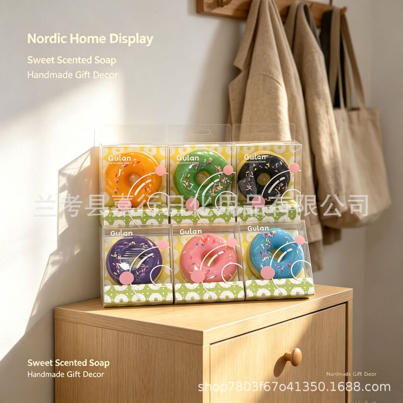 Creative Dessert Donut Soap Multi-Color Boxed Handmade Gentle Cleansing Home Hand Washing and Bathing Aromatherapy Soap Creative Dessert Donut Soap Multi-Color Boxed Handmade Gentle Cleansing Home Hand Washing and Bathing Aromatherapy Soap