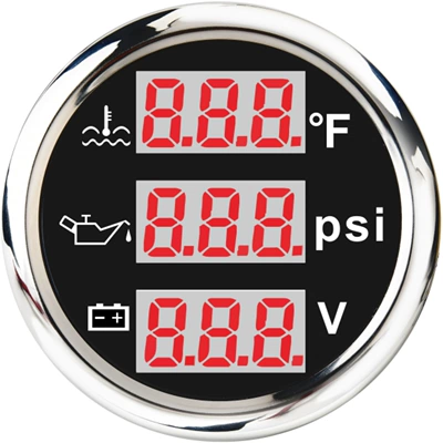 Pressure Gauge, Engine Voltmeter, automobile instrument - cx6187-psi-black-plate-silver-cover