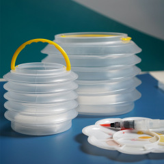 Folding bucket with compartment, art painting, portable pen washer, gouache, watercolor pigment, silicone pen washer bucket, color bucket