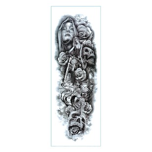 Full Arm Tattoo Sticker Cross-border Male and Female Simulation Full Arm Prajna Geisha Diablo Realistic Tattoo Flower Arm Half Arm Tattoo Sticker