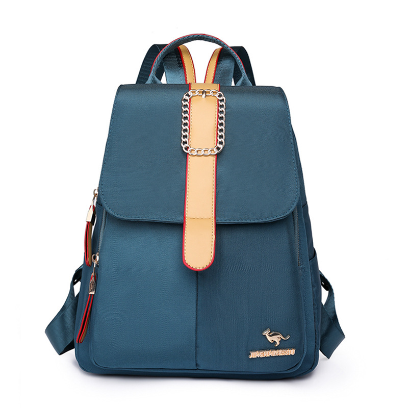 Fábrica al por mayor 2024 nueva casual mochila de nylon de las mujeres moda contraste color mochila de viaje de gran capacidad