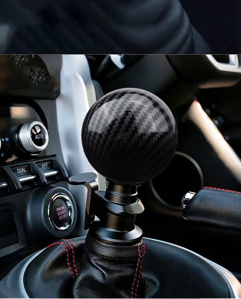 Cross-border car modification accessories: carbon fiber gear shift knob, round carbon-pattern shift knob, automatic gear shift handle decoration