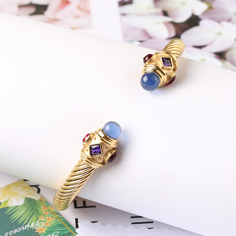 Fashion Geometric Titanium Steel Plating Bangle