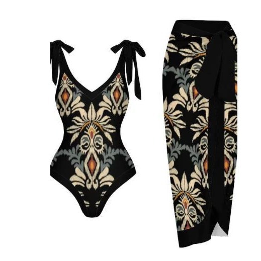 Cross-Border New European and American Sexy One-Piece Swimsuit Women's Long Skirt Bikini Tie Suit Bikini Amazon Swimsuit