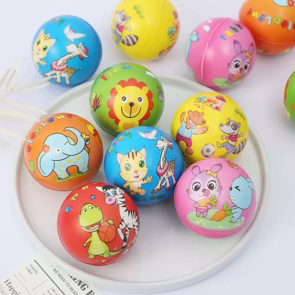 Animales de dibujos animados transfronterizos 63mm bola de presión bola PU espuma infantil juguetes de acertijo esponja bola de ventilación al por mayor image 3