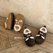 软呼呼宝宝冬季保暖棉鞋2025韩版新款女童魔术贴加绒博肯鞋毛毛鞋