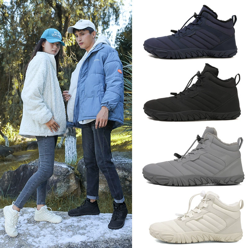 Трансграничные новые пятипалые босые мужские снежные сапоги плюс бархатные толстые одиночные туфли водонепроницаемые нескользкие босые нескользкие хлопковые туфли женские