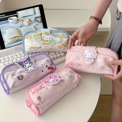 サンリオ正規品 軽量収納袋 ペンケース 大容量 クロミ シナモンドッグ 文具箱 子供用