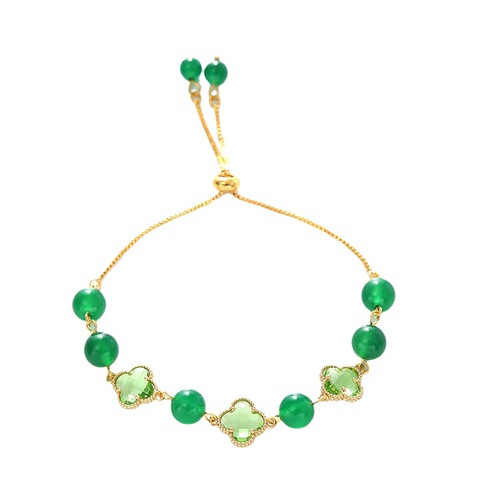 New style lucky four-leaf clover green agate versatile fashion bracelet jewelry temperament minority 