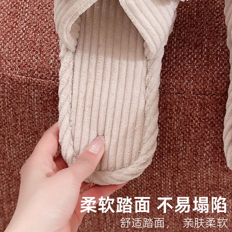 Lazo transfronterizo abierto de mujeres otoño y invierno interior y exterior calentamiento de piso grueso de peluche zapatos de luna abiertos de algodón zapatillas