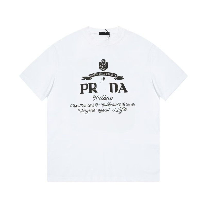 クロスボーダー 2025 夏のトレンドブランド P ファミリー新レタープリントラウンドネック Tシャツカジュアルファッショントレンド半袖男性と女性|undefined