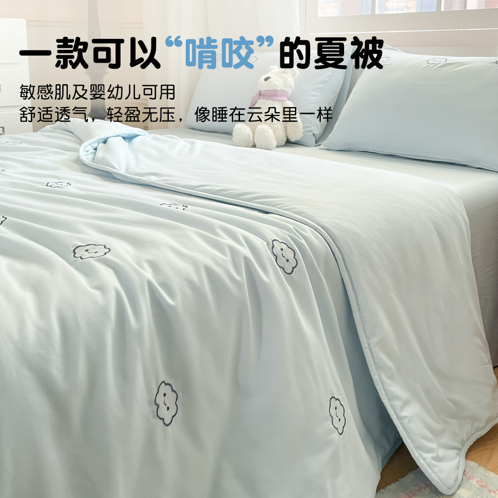 Verano nuevo estilo Clase A algodón lavado bordado edredón de verano edredón fresco de verano dormitorio individual y doble colcha fina lavable a máquina edredón de aire acondicionado