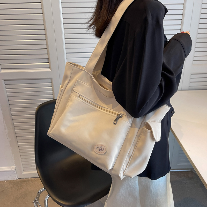 College Students' Class Commuting Large Capacity Portable Bag Large Bag Women's New Casual Canvas Bag Shoulder Tote Bag College Students' Class Commuting Large Capacity Portable Bag Large Bag Women's New Casual Canvas Bag Shoulder Tote Bag