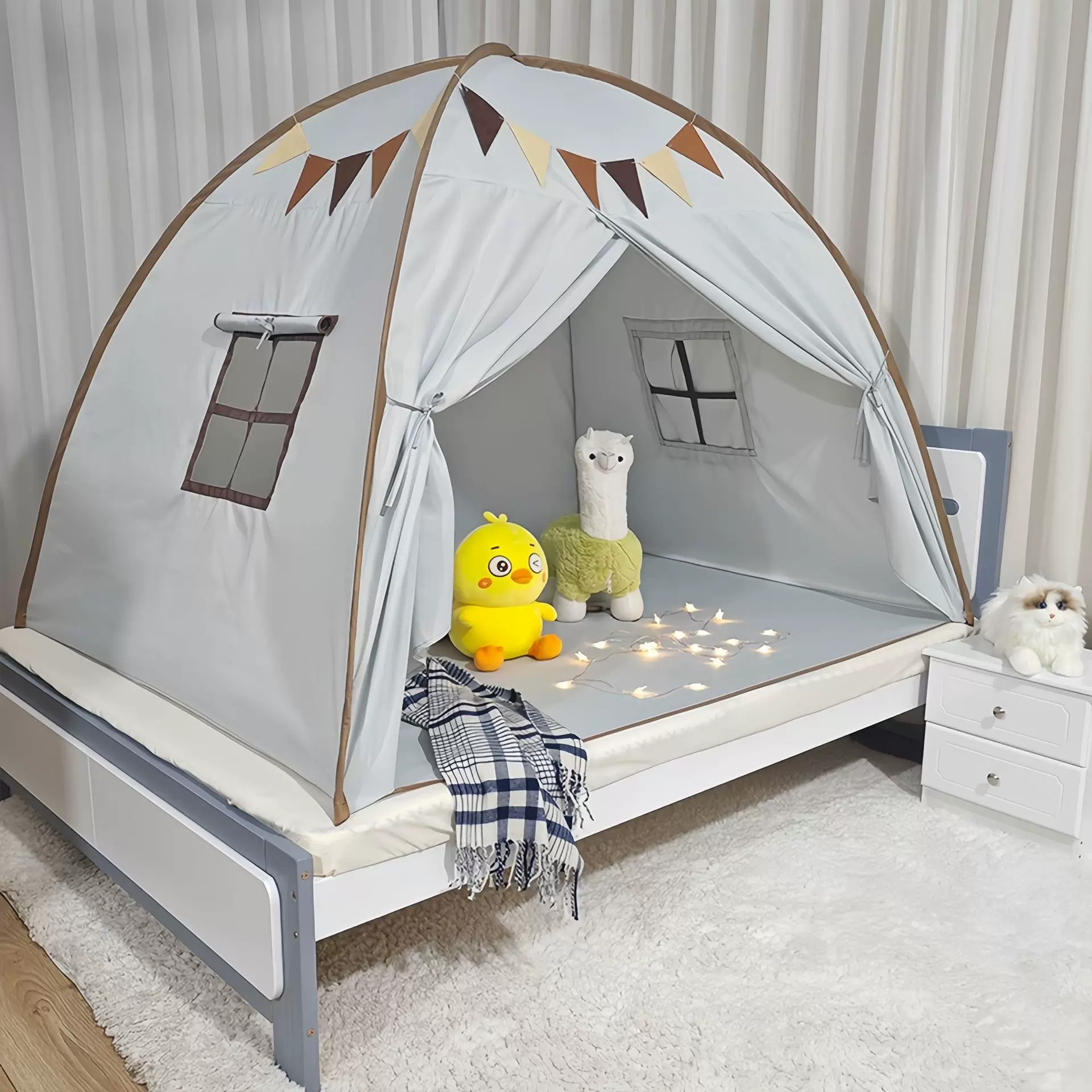 超大床上儿童帐篷可折叠可睡觉公主城堡屋室内防蚊罩子游戏屋跨境