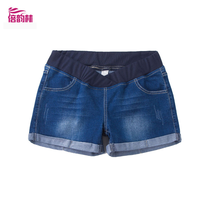Directly from the Manufacturer: Low-Waist Maternity Denim Shorts, Loose Elastic Cuffed Hems, Whisker Effect, One-Piece Drop Shipping