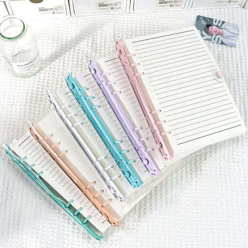 travel-theme-korean-style-macaron-candy-6-hole-a5a6-refillable-pvc-cover-album-journal-planner-transparent-pages-refill-notebook