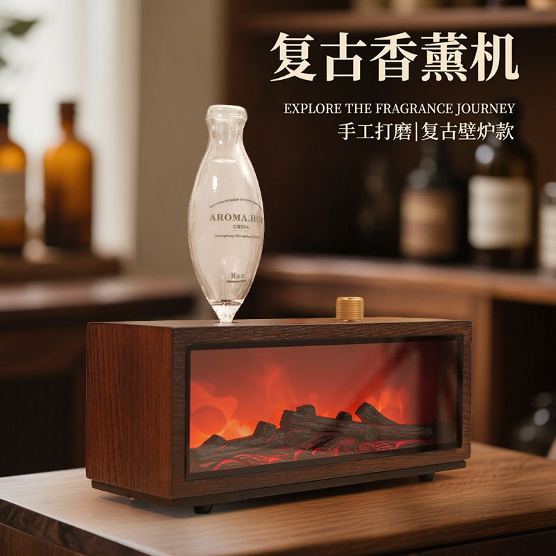 新品桌面仿真3D火焰壁炉加湿器家用定时静音卧室空气香薰机氛围灯|undefined