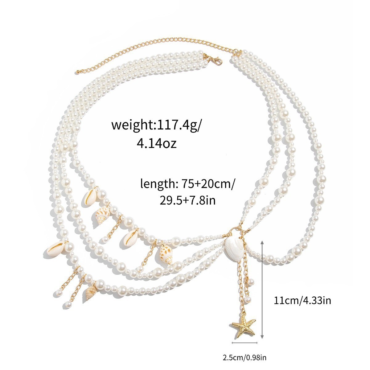 Cadena de cintura con concha y perlas para playa verano_voghion.com