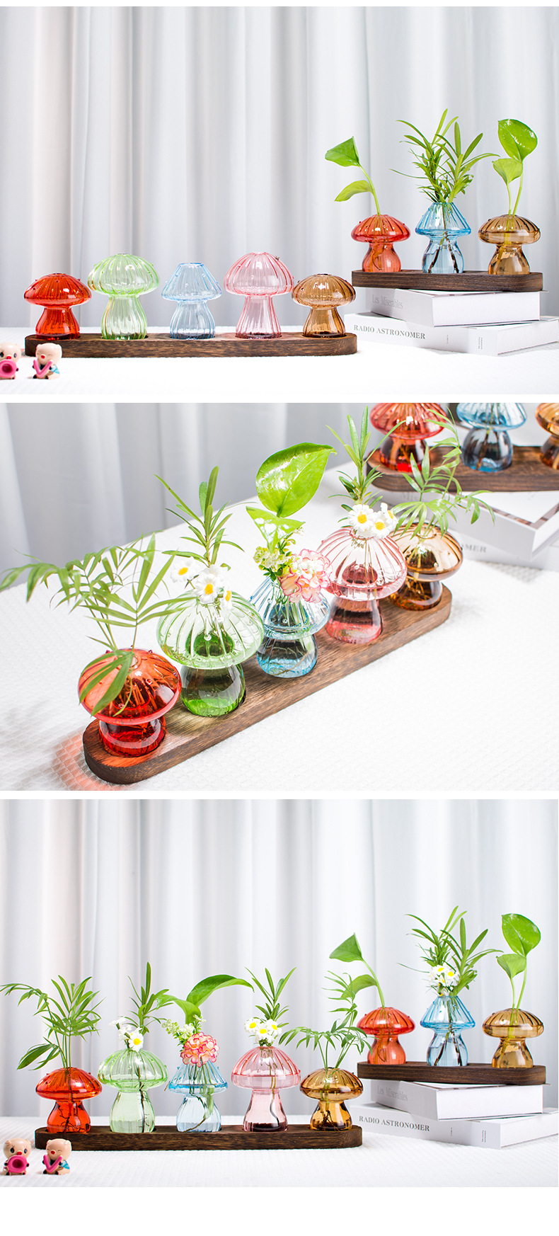 Creative Colored Mushroom Glass Vase Aromatherapy Bottles Ornaments