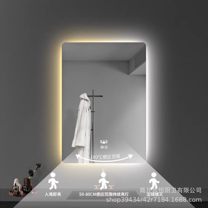 Jver vertical colgante inodoro inodoro tipo pared LED iluminación espejo de baño anti-explosión anti-nebble espejo de baño inteligente image 32