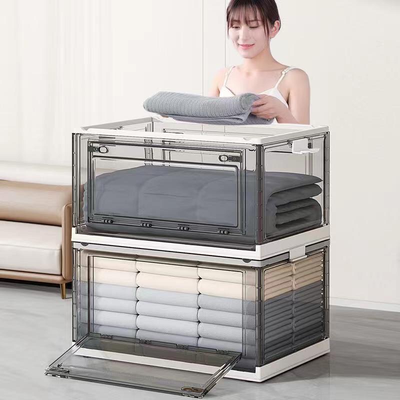 Caja de almacenamiento de ropa armario edredón plástico transparente caja de almacenamiento de juguetes para niños merienda plegable libro caja de almacenamiento