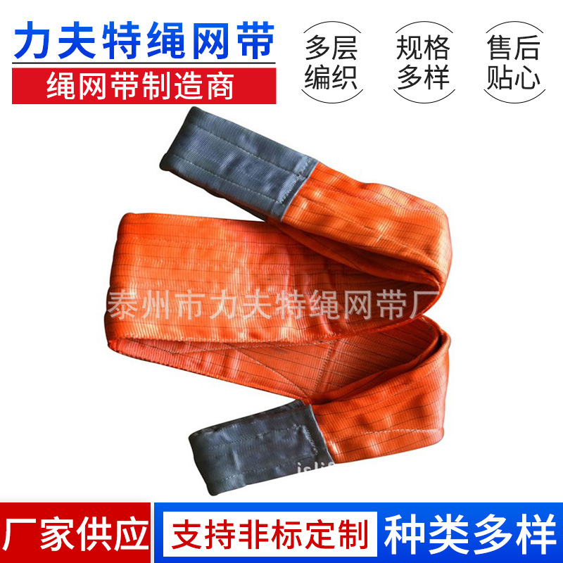 厂家供应双扣环眼扁平吊装带 涤纶软吊索 锁吊尼龙吊索具两头扣
